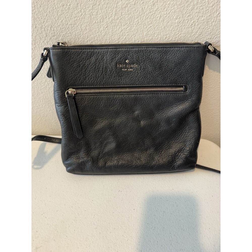Kate Spade Black Pebbled Leather Crossbody Bag  Zip Purse